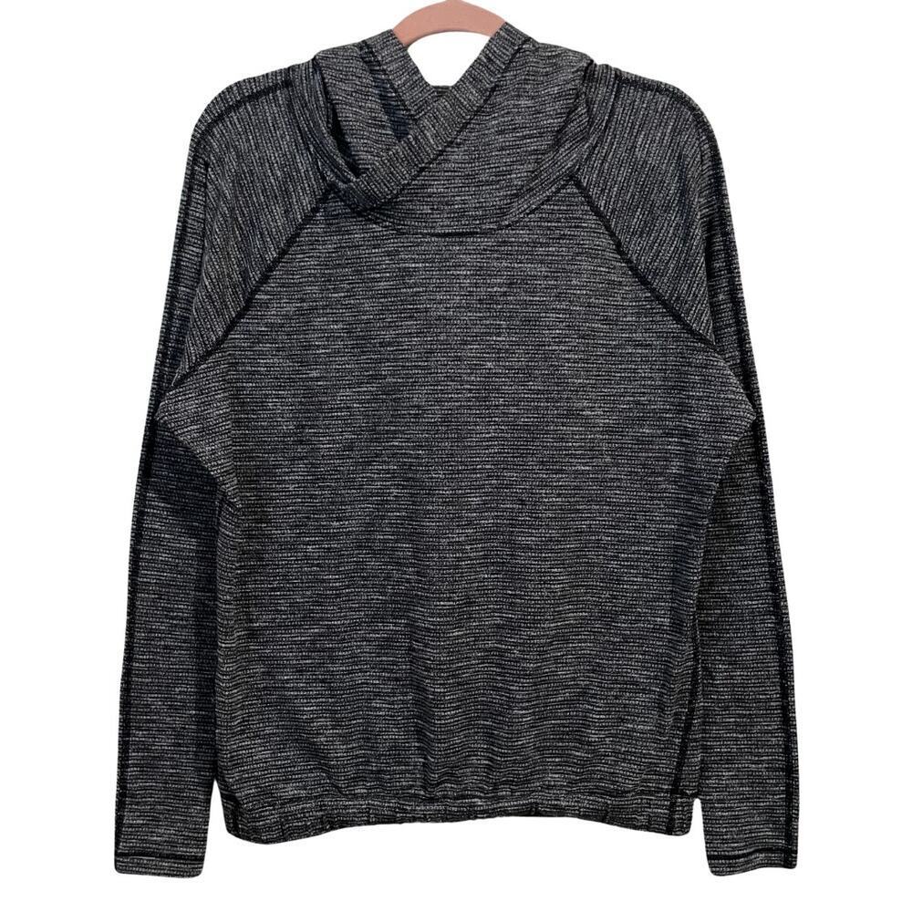 Lululemon Hoodie Womens Size 8 Black White Heathered Hooded Knit Gym Athletic